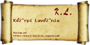 Kárpi Lavínia névjegykártya